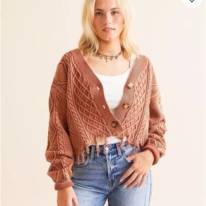 Gilded Intent Destructed Cable Knit Sweater Size XSmall